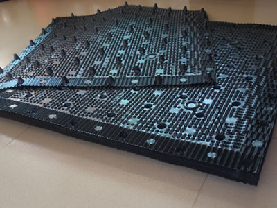 There is one special cooling tower fill pack on the ground, the top two pieces are used together.